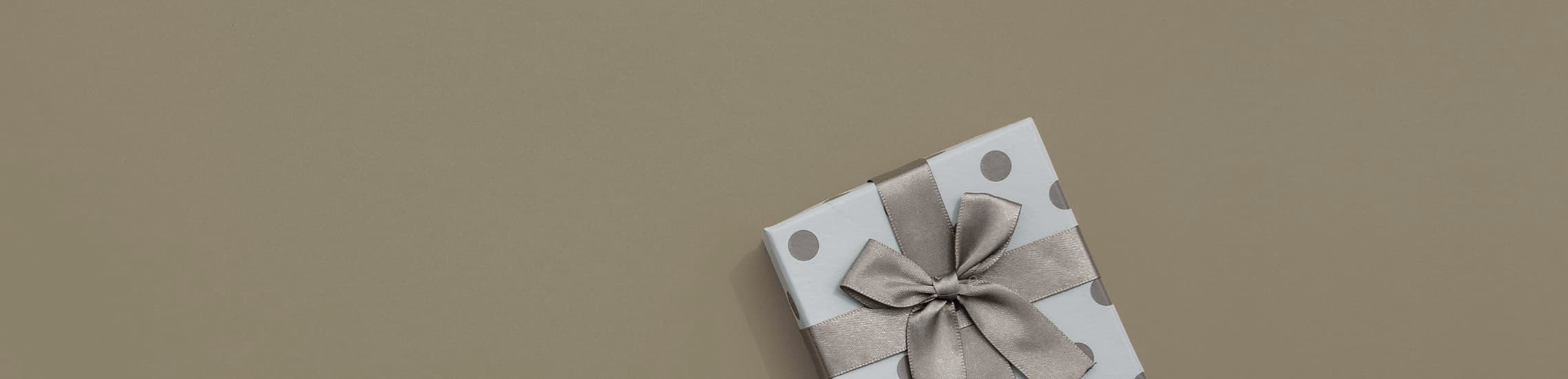 Wrapped gift box tied with a ribbon